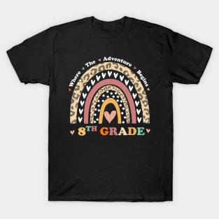 Back To School 8th Grade Where The Adventure Begins Rainbow T-Shirt